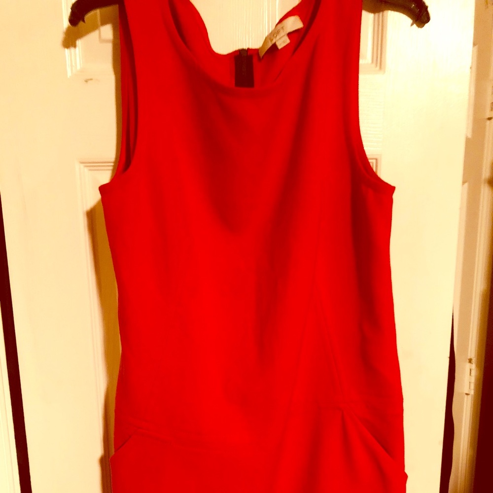 Loft sleeveless orange shift midi dress